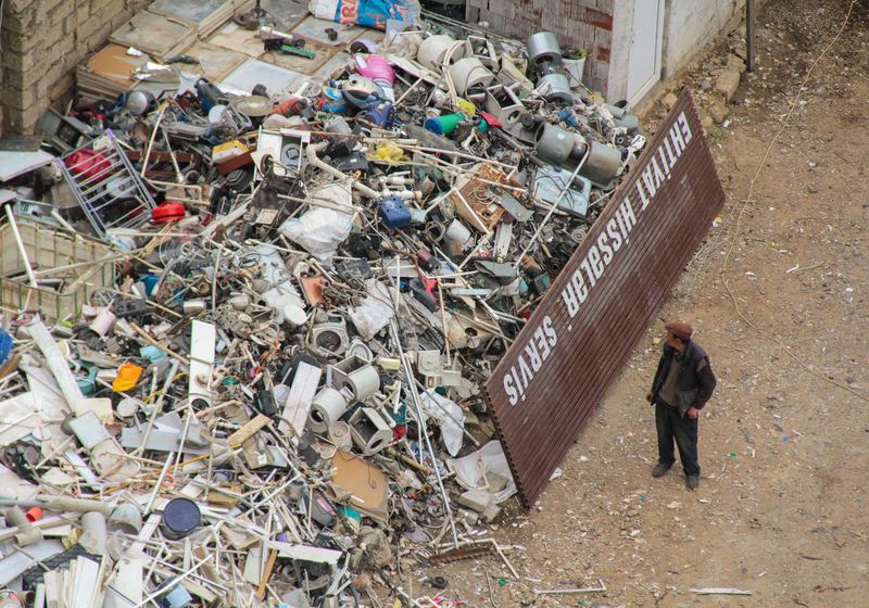 Debris container on a demolition job